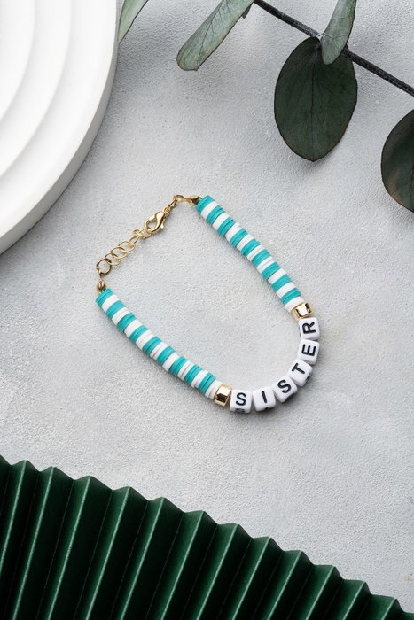 Heliophilia Silver Pulsera Verde y Blanco con Colgante de Aleación